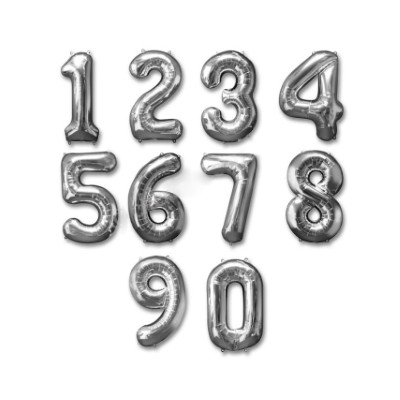 Silver Digit Foil Balloons
