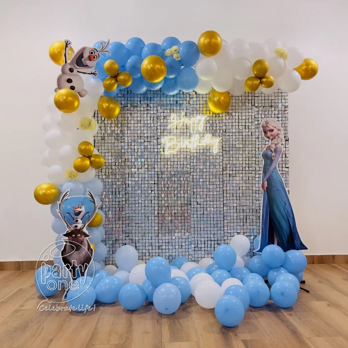 birthday Silver Sequin Frozen Theme Birthday Decoration