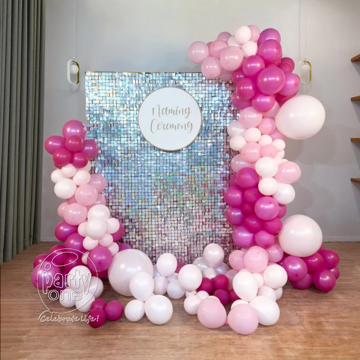 decorations Silver Sequin Pink Naming Ceremony Decor