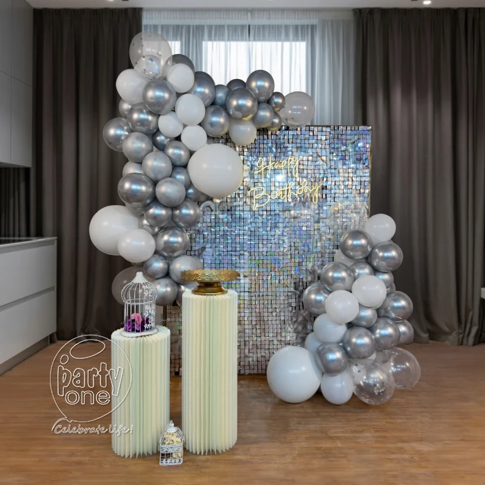 birthday Shimmery Silver Sequin Birthday Decoration