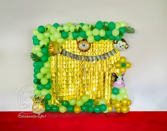 birthday Jungle Adventure Gold Curtain Decor
