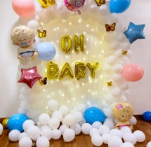 baby shower decorations Pure Bliss White Baby Shower Decor