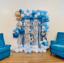 welcome baby decorations White and Blue Welcome Baby Boy Decor