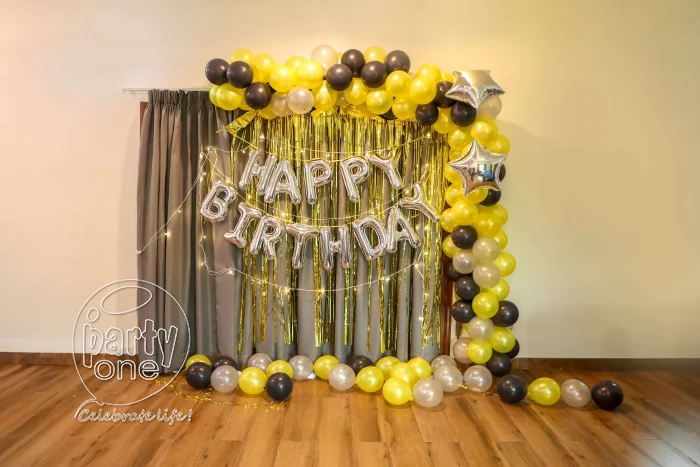 birthday Black Yellow Birthday Balloon Decor