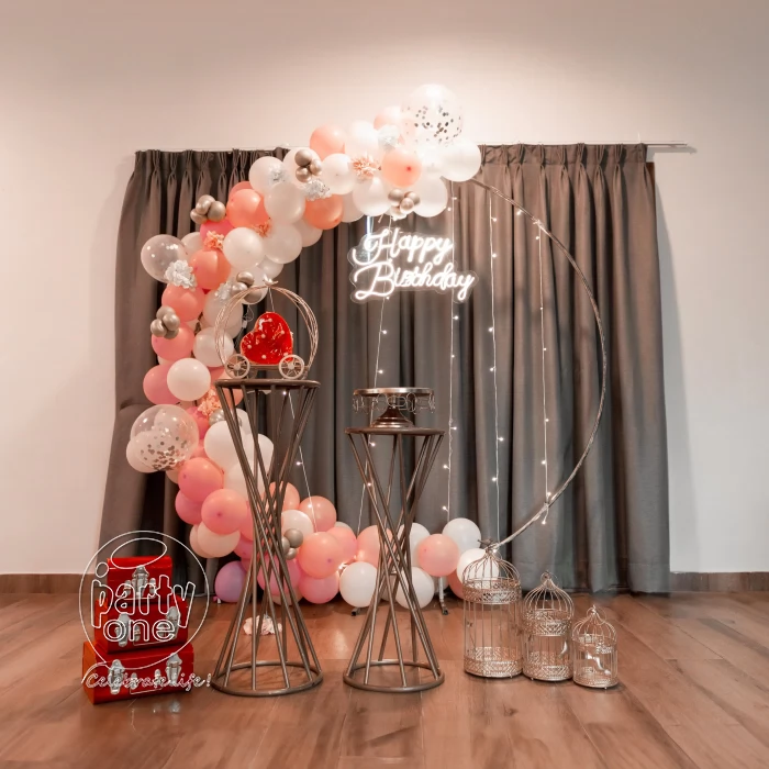 birthday Pastel Peach and White Ring Decor