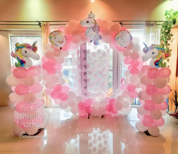 birthday Pink and White Unicorn Theme Decor at Home