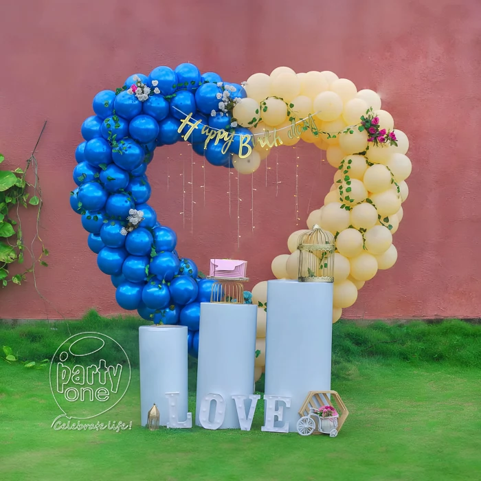 birthday Blue Yellow Heart Shape Birthday Decor