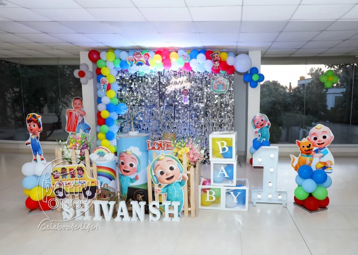 birthday Silver Sequin Fun Cocomelon Theme Decor