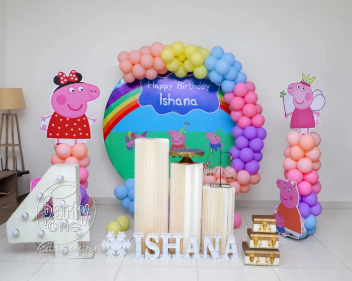 birthday Peppa Pig Theme 4th Birthday Rainbow Decor