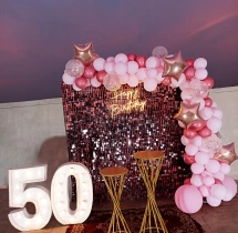 birthday Pink Sequin 50th Birthday Decor