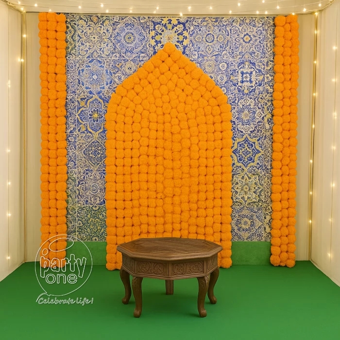 festival decorations Blue Themed Ganpati Puja Flower Decoration