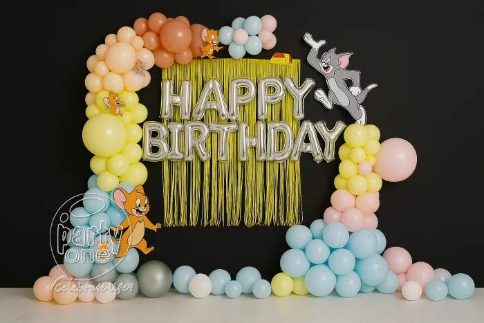 birthday Tom and Jerry Birthday Balloon Backdrop