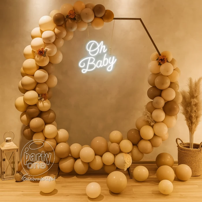 baby shower decorations Brown Pastel Theme Baby Shower Balloon Decoration