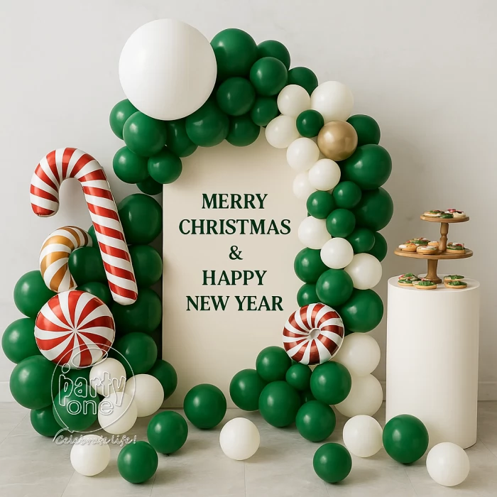 festival decorations Green and White Christmas Theme Decoration