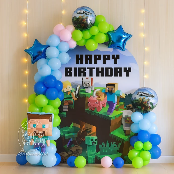 birthday Minecraft U Shape Balloon Arch Decoration