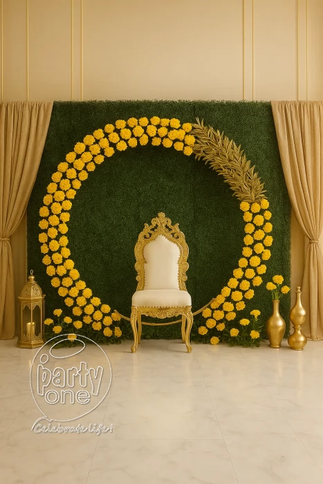 decorations Golden Glow Haldi Backdrop Decoration