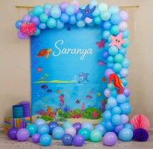 birthday Ocean Blue Theme Birthday Balloon Decor