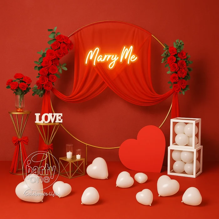 surprises Luxury Red and White Proposal Decoration