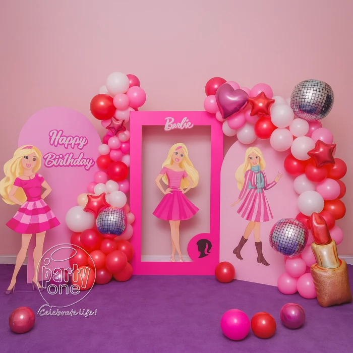 birthday Red Hue Barbie Theme Decoration