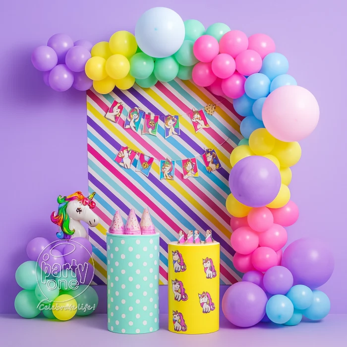 birthday Colourful Unicorn Theme Balloon Decor