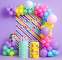 birthday Colourful Unicorn Theme Balloon Decor