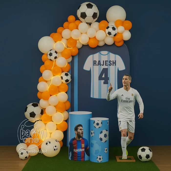 birthday White and Orange Football Theme Decoration