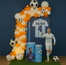 birthday White and Orange Football Theme Decoration