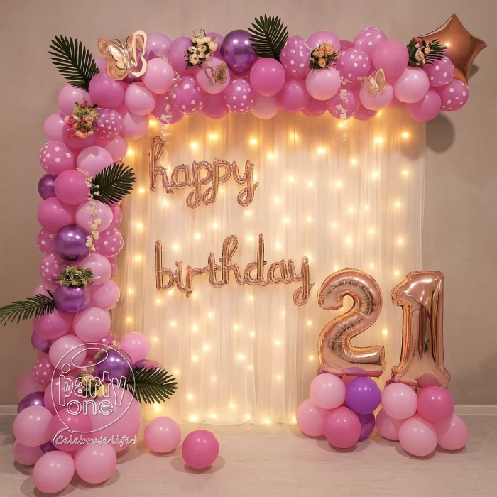 birthday Pastel Pink Theme Birthday Balloon Decoration
