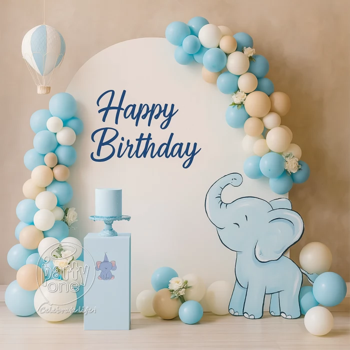 birthday Pastel Blue Elephant Birthday Decoration
