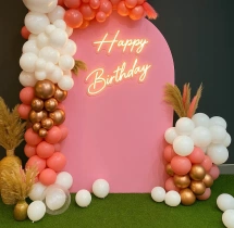 birthday Pink and White Birthday Balloon Decoration