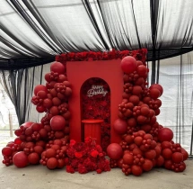 surprises Red Theme Flower and Balloon Decoration