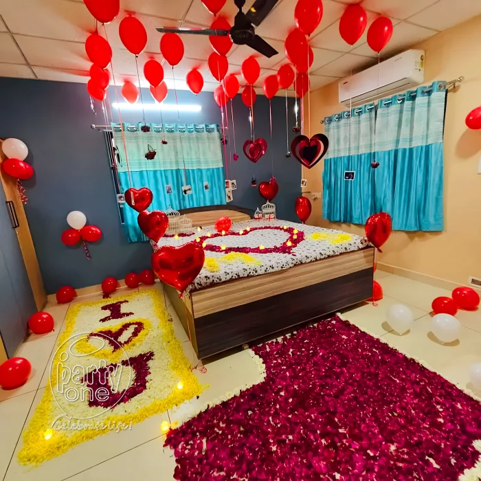 decorations Love Path Rose Petal and Balloon Room Decoration
