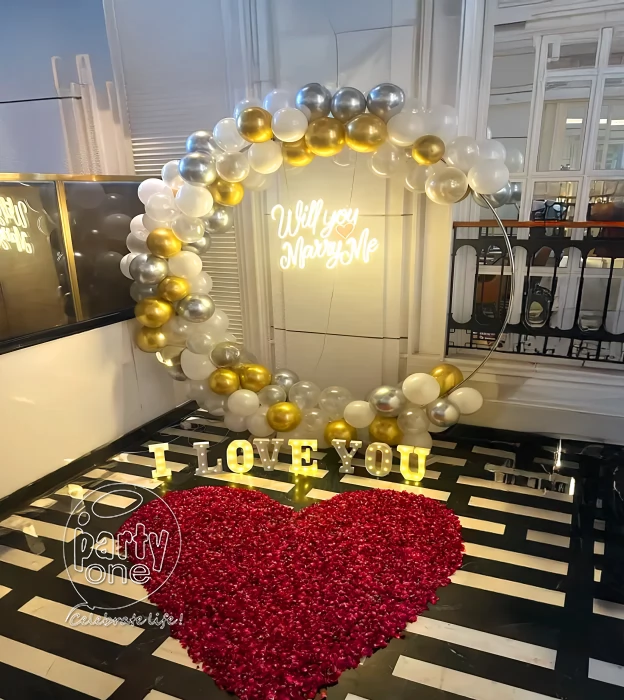 decorations Will You Marry Me Balloon and Flower Decoration