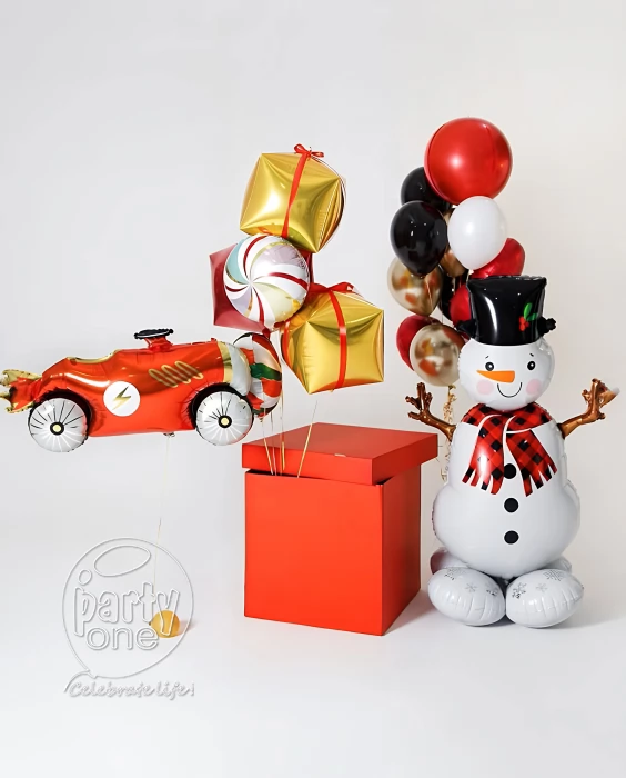 surprises Snowman Christmas Gift Balloon Bouquet