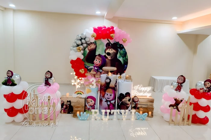 birthday Masha Theme 3rd Birthday Ring Balloon Decor