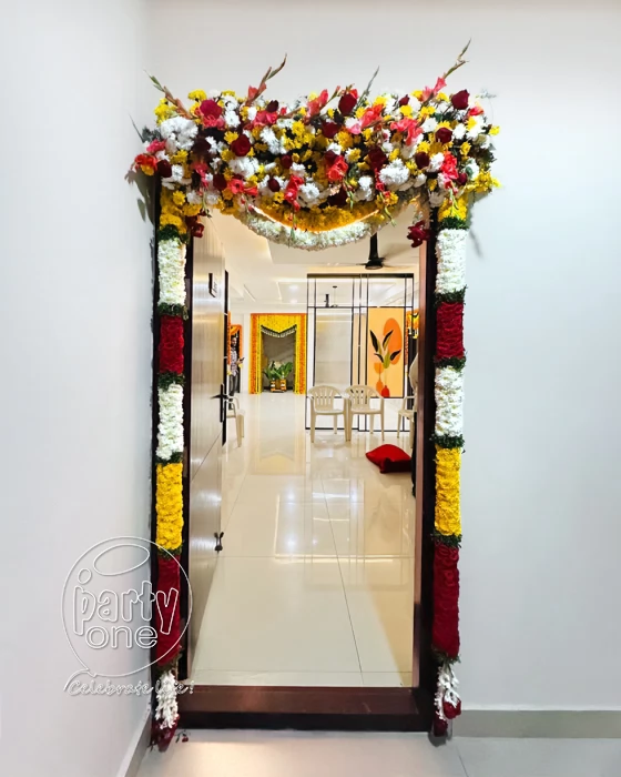 house warming services Traditional 2BHK Door Flower Decoration