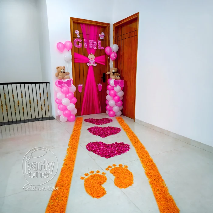decorations Welcome Baby Girl Balloon and Petal Pathway