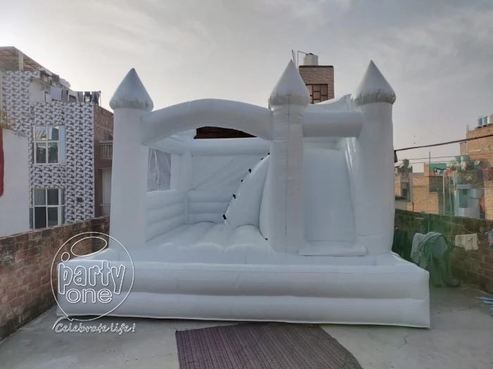 White Bounce House With Slide