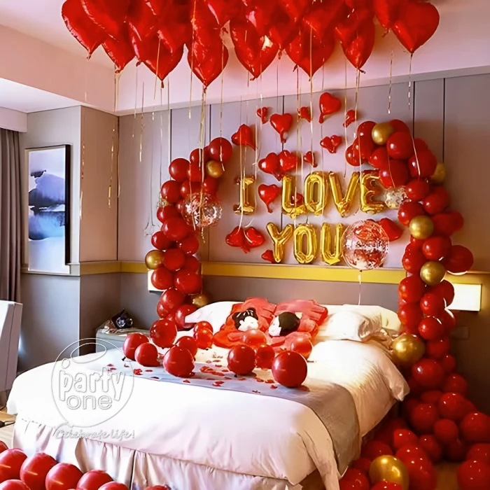 decorations I Love You Balloon Decor with Ceiling Hearts