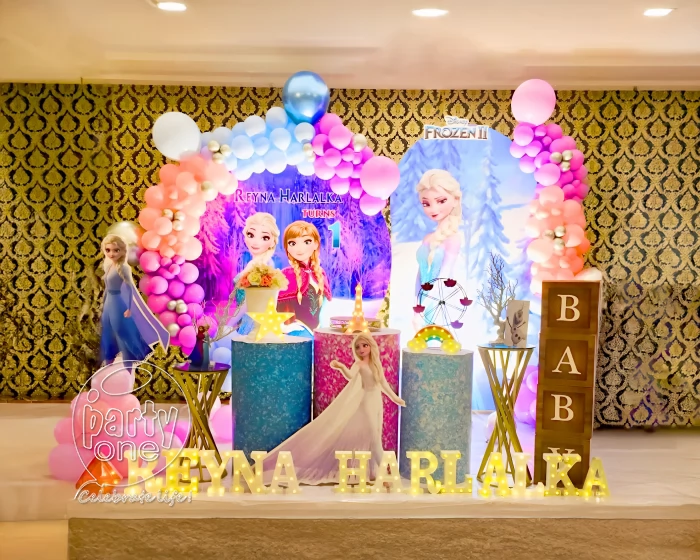 birthday Princess Elsa Themed Birthday Stage Decoration
