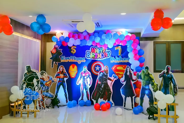 birthday Blue Themed Avengers Backdrop Decoration