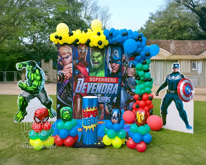 birthday Colourful Avengers Themed Balloon Decoration