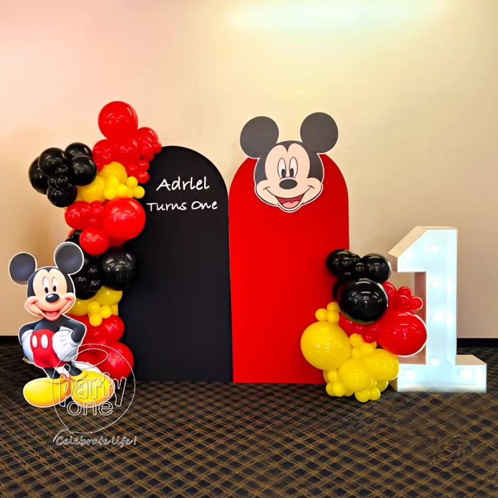 birthday Mickey Mouse Theme Red Black Balloon Decor