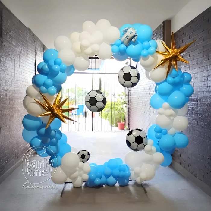 birthday White Blue Football Birthday Theme Decoration