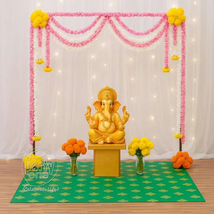 festival decorations Pastel Theme Ganesh Chaturthi Decor at Home