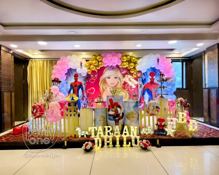 birthday Spider and Princess Birthday Theme Decoration