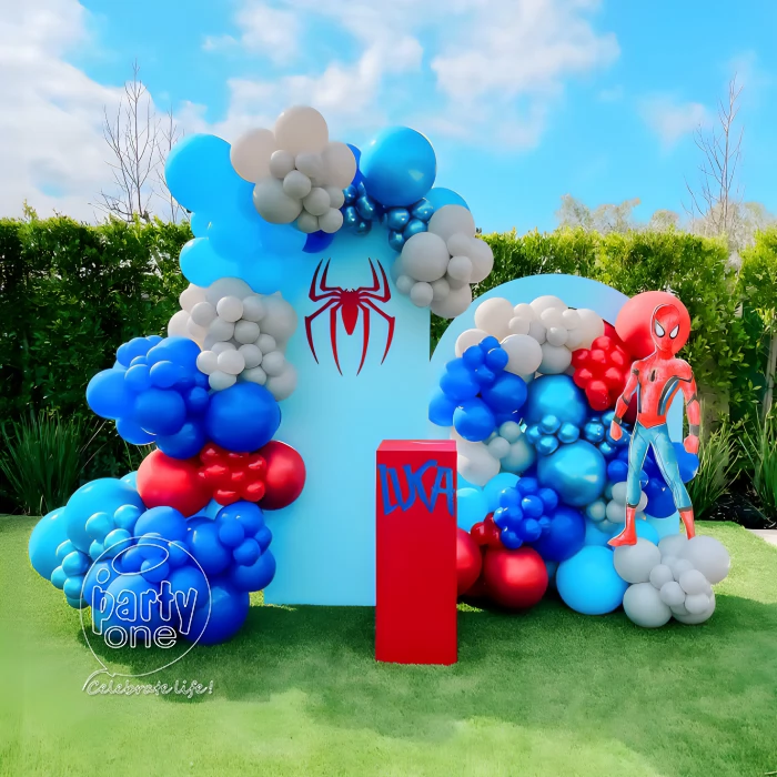 birthday Blue and Red Spiderman Theme Balloon Decoration