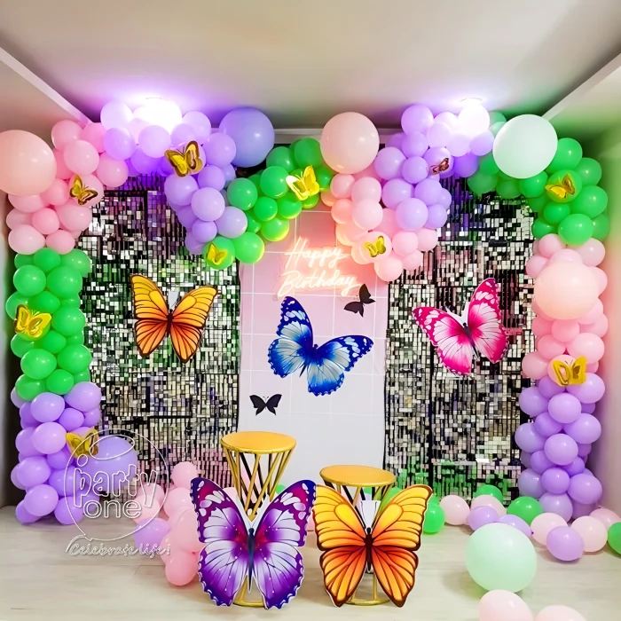 birthday Butterfly Theme Sliver Sequin Decoration
