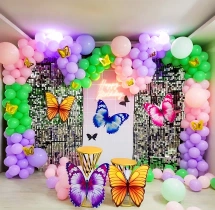 birthday Butterfly Theme Sliver Sequin Decoration