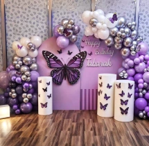 birthday Lavender Butterfly Theme Balloon Decoration